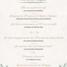 Menu de Pâques 2023 au Château du Souzy